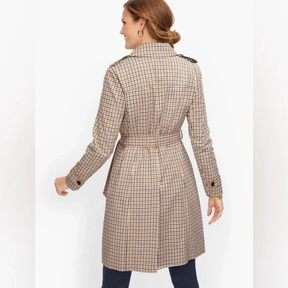 Talbots Polished Plaid Trench Coat NWOT Fall Office Career M P Petite MP - Picture 3 of 12